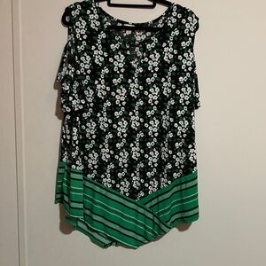 Cato Black and Green Floral Blouse